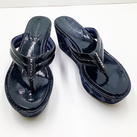 {COACH}Nella Navy Patent Wedge - Picture 5 of 15